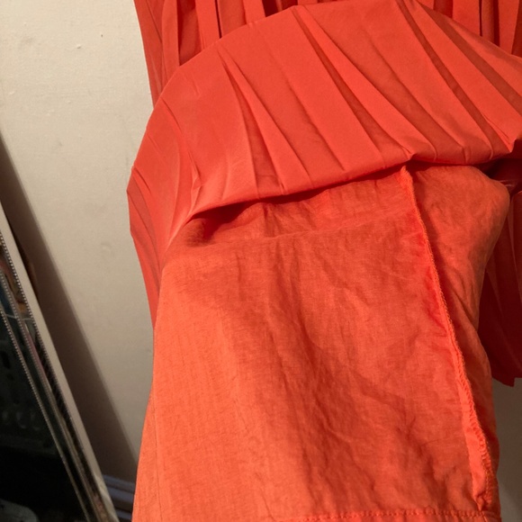 Anne Klein Orange Pleated Retro 50's Summer Dress sz10 - Picture 9 of 13